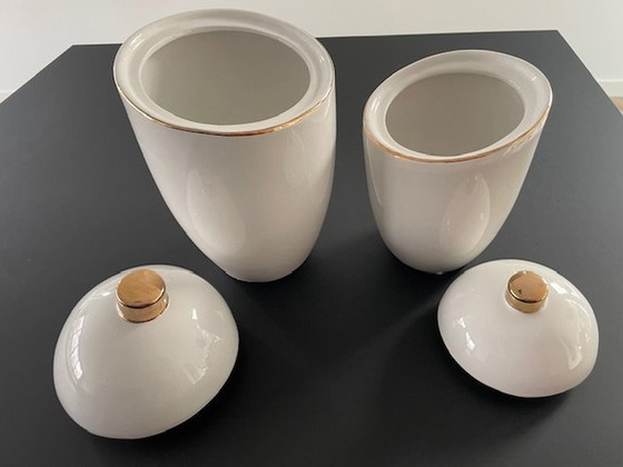 Image 1 of 2X Pot Saturn Hush Living Céramique Blanche (Grand & Petit Modèle)