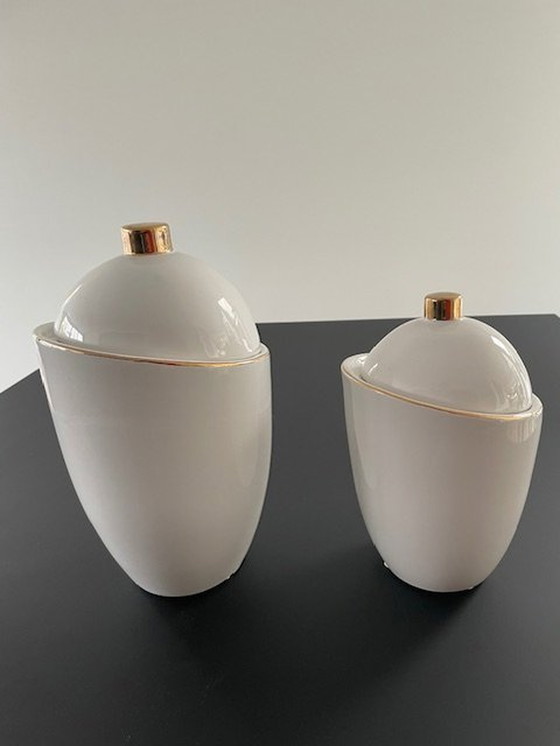 Image 1 of 2X Pot Saturn Hush Living Céramique Blanche (Grand & Petit Modèle)