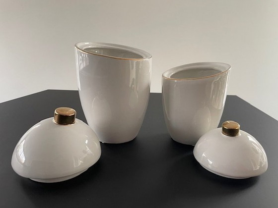 Image 1 of 2X Pot Saturn Hush Living Céramique Blanche (Grand & Petit Modèle)