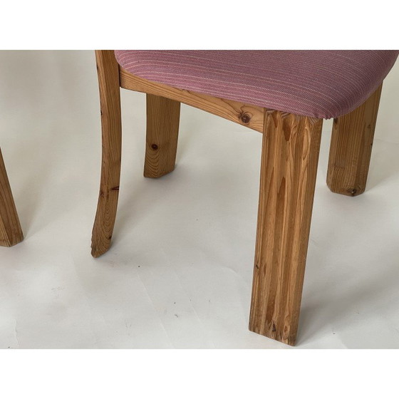 Image 1 of Ensemble de 4 chaises de salle à manger vintage en pin et tissu, Danemark 1980