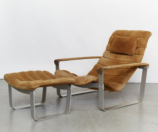 Mid-Center Pulkka Lounge Chair & Ottoman By Ilmari Lappalainen For Asko