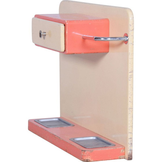 Image 1 of Mur de couloir vintage Bauhaus en acier chromé et bois, Tchécoslovaquie 1930