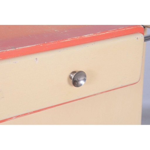 Mur de couloir vintage Bauhaus en acier chromé et bois, Tchécoslovaquie 1930