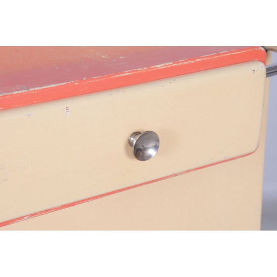 Image 1 of Mur de couloir vintage Bauhaus en acier chromé et bois, Tchécoslovaquie 1930