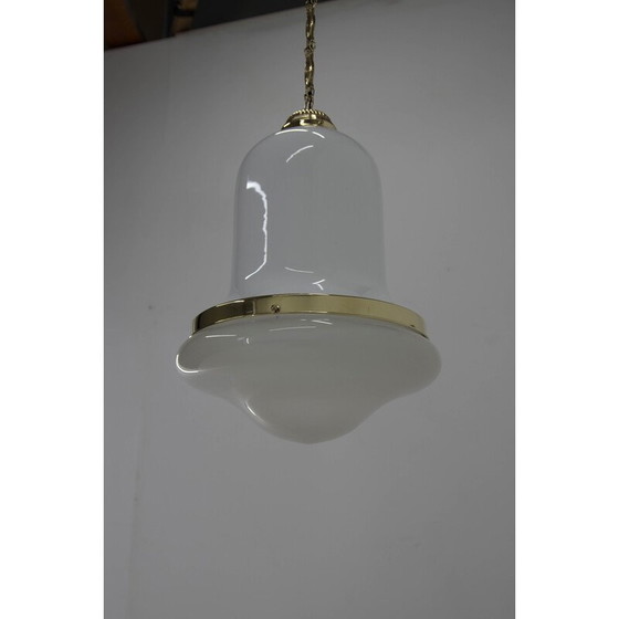 Image 1 of Lampe suspendue Art Nouveau en verre et laiton, années 1920
