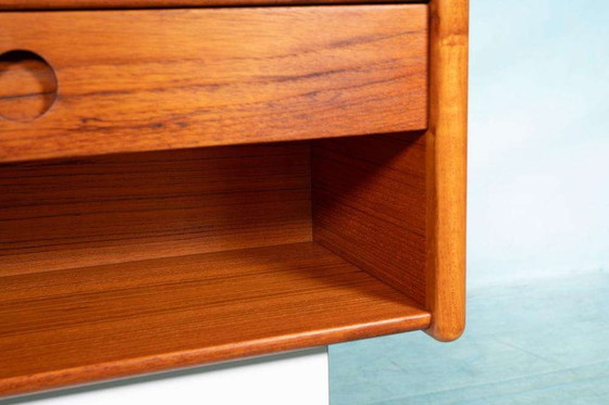 Image 1 of Ensemble mural en teck du milieu du siècle, console minimaliste de Kai Kristiansen