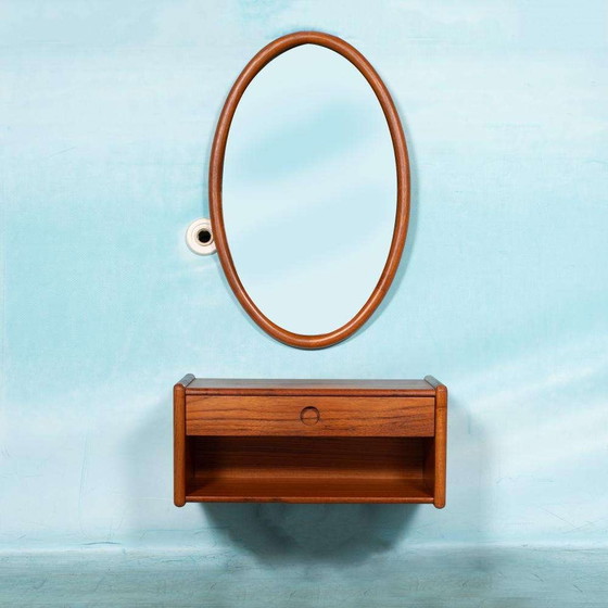 Image 1 of Ensemble mural en teck du milieu du siècle, console minimaliste de Kai Kristiansen