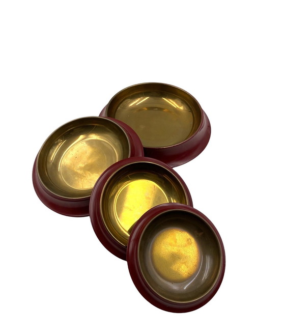 Image 1 of Vide-poches en laiton empilés en forme de pagode, Angelo Mangiarotti Italie 1970S