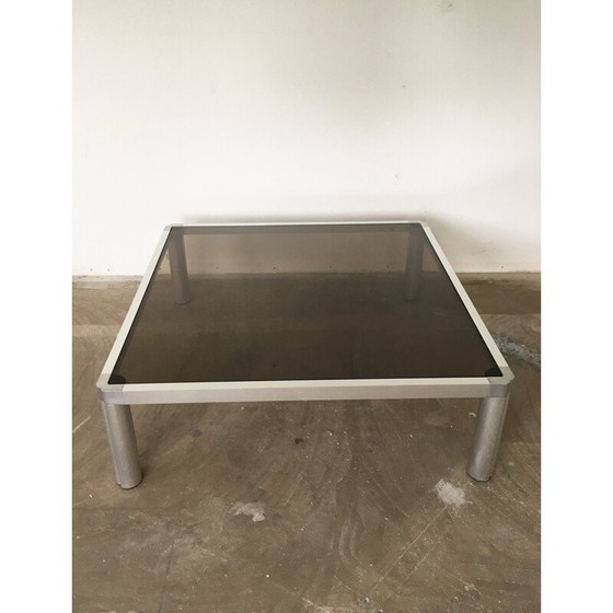 Image 1 of Table basse vintage en verre et aluminium par Kho Liang, 1974