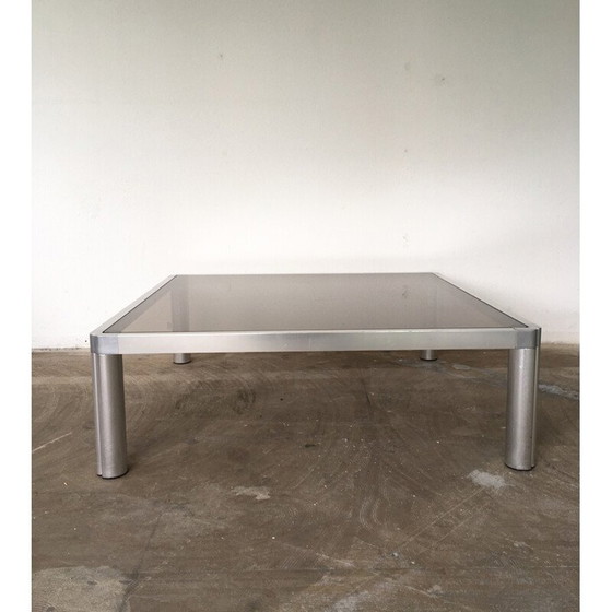 Image 1 of Table basse vintage en verre et aluminium par Kho Liang, 1974