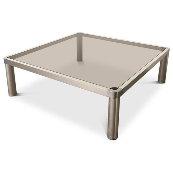 Image 1 of Table basse vintage en verre et aluminium par Kho Liang, 1974
