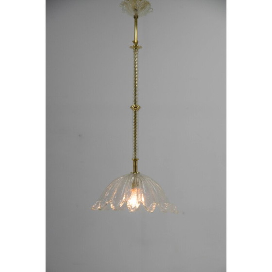 Image 1 of Lampe suspendue vintage en laiton et verre, Italie 1970