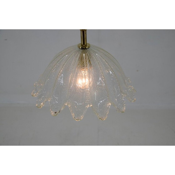 Image 1 of Lampe suspendue vintage en laiton et verre, Italie 1970