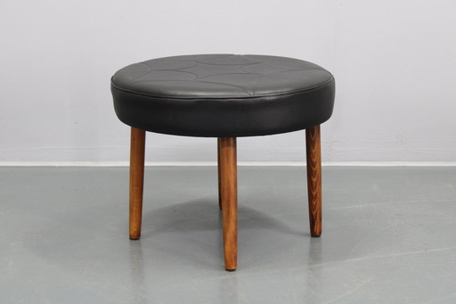 Tabouret danois en cuir des années 1960