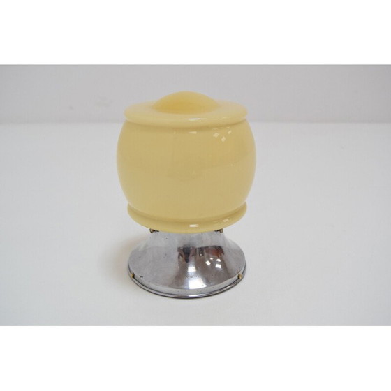 Image 1 of Plafonnier vintage Art Déco en verre chromé, Tchécoslovaquie 1930