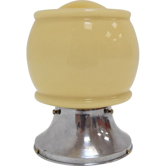 Image 1 of Plafonnier vintage Art Déco en verre chromé, Tchécoslovaquie 1930