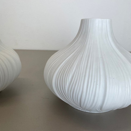 Image 1 of Paire de vases Op Art vintage par Martin Freyer pour Rosenthal, Allemagne, années 1970
