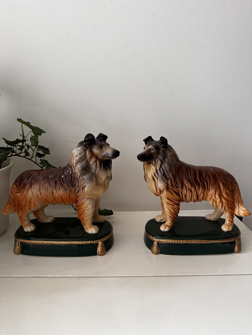 Serre-livres en porcelaine Collie Dog