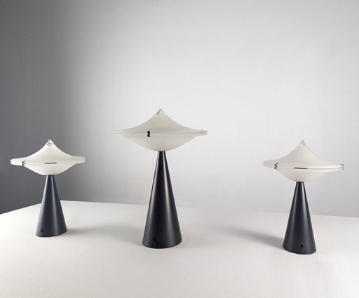 3X Lampes de table par Cesaro L. pour Tre Ci/Luce, Italie 1970S