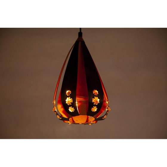 Image 1 of Paire de lampes suspendues vintage en cuivre et métal noir par Werner Schou pour Coronell Elektro, 1960