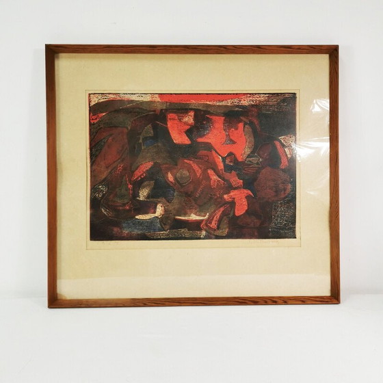 Image 1 of Peinture vintage "Composition" par Helle Thorborg, Danemark 1967