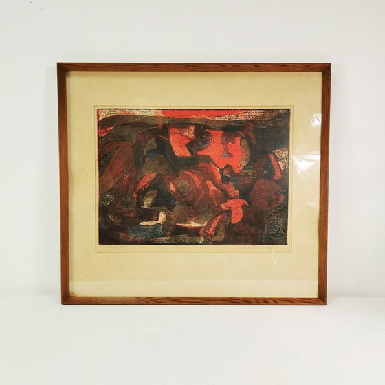 Image 1 of Peinture vintage "Composition" par Helle Thorborg, Danemark 1967