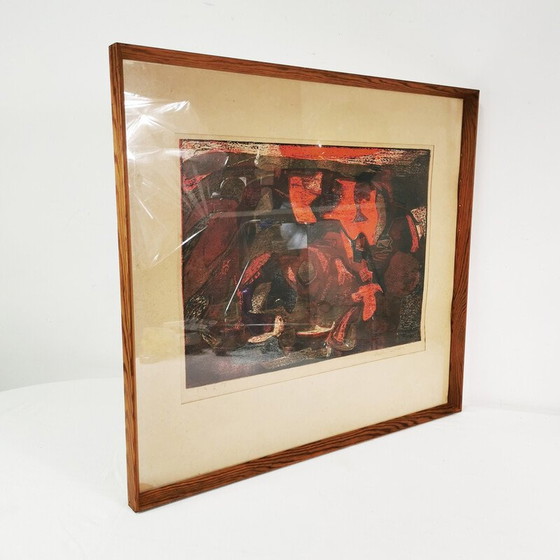 Image 1 of Peinture vintage "Composition" par Helle Thorborg, Danemark 1967