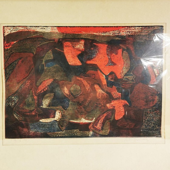 Image 1 of Peinture vintage "Composition" par Helle Thorborg, Danemark 1967