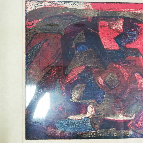 Image 1 of Peinture vintage "Composition" par Helle Thorborg, Danemark 1967