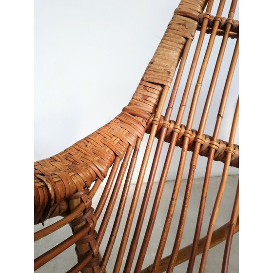 Image 1 of Paire de fauteuils vintage en osier et bambou par George Coslin pour Gervasoni, Italie