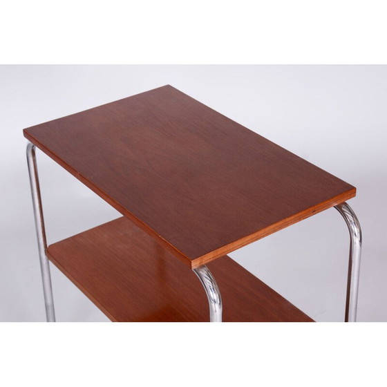 Image 1 of Table d'appoint vintage en noyer et acier par Hynek Gottwald, Tchécoslovaquie 1930