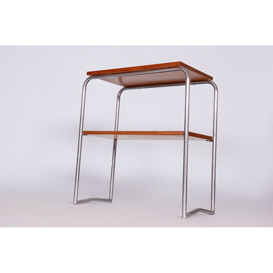 Image 1 of Table d'appoint vintage en noyer et acier par Hynek Gottwald, Tchécoslovaquie 1930