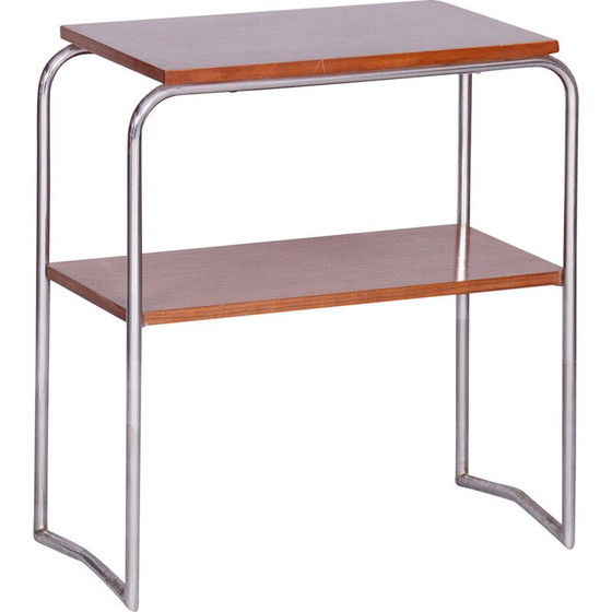 Image 1 of Table d'appoint vintage en noyer et acier par Hynek Gottwald, Tchécoslovaquie 1930