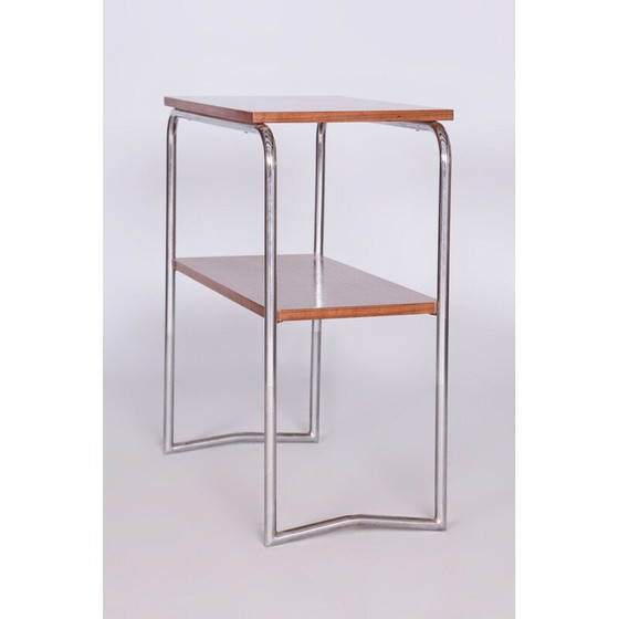 Image 1 of Table d'appoint vintage en noyer et acier par Hynek Gottwald, Tchécoslovaquie 1930