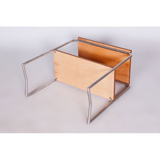 Image 1 of Table d'appoint vintage en noyer et acier par Hynek Gottwald, Tchécoslovaquie 1930