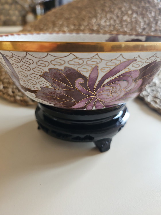 Image 1 of Coupe/Bol Chinois Cloisonné Sur Pied