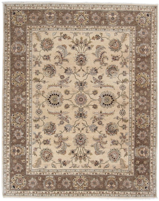 Tapis en laine et soie de Tabriz au design luxueux - superbes reflets de soie