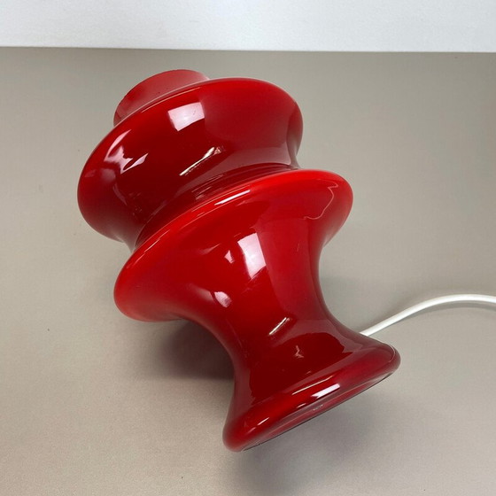 Image 1 of Lampe de table vintage en verre rouge "champignon" pour Hustadt Lights, Allemagne 1970