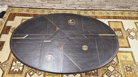 Image 1 of Table Basse Brutaliste En Pierre D'Ardoise Dans,Le Goût Paul Kingma