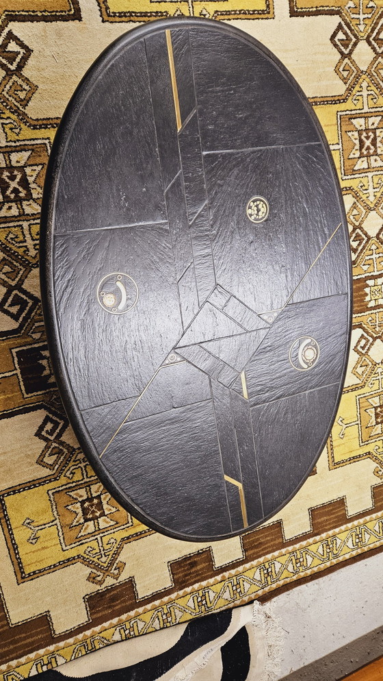 Image 1 of Table Basse Brutaliste En Pierre D'Ardoise Dans,Le Goût Paul Kingma