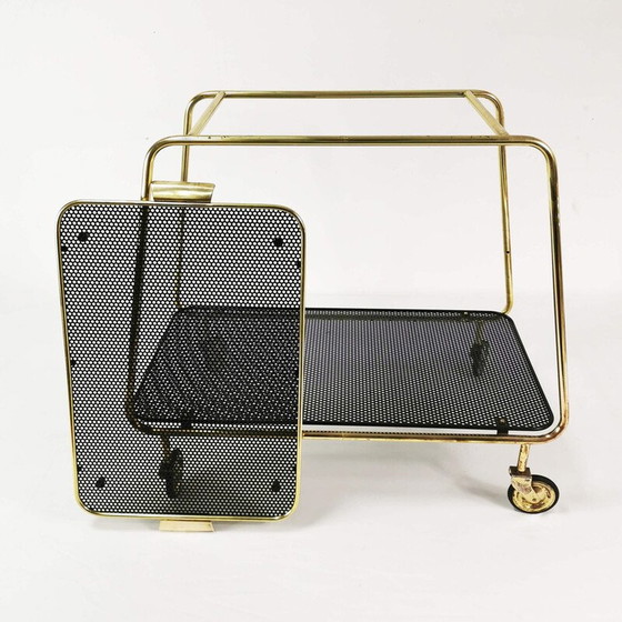 Image 1 of Bar mobile Vintage Art Deco en laiton et métal, Danemark 1950