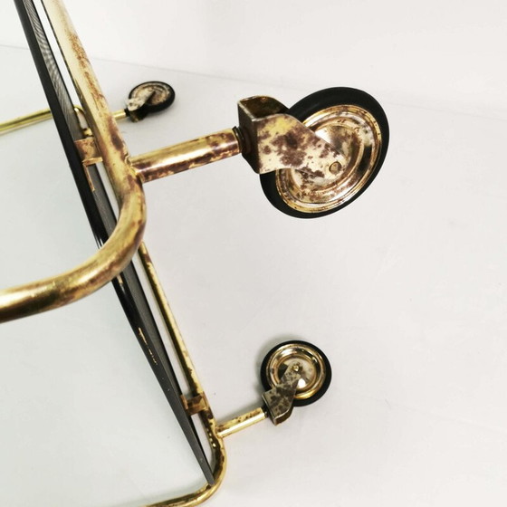 Image 1 of Bar mobile Vintage Art Deco en laiton et métal, Danemark 1950