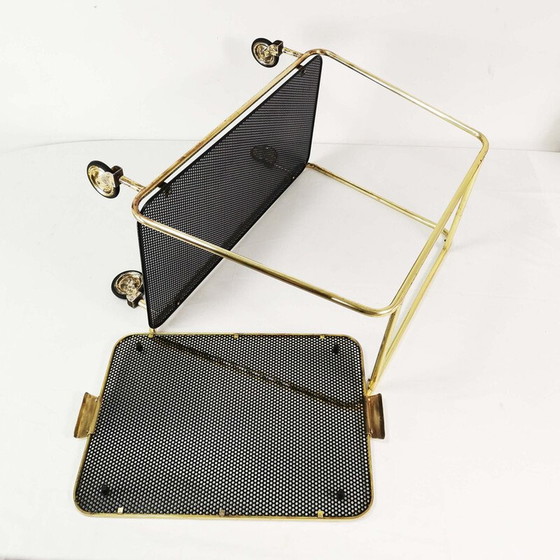 Image 1 of Bar mobile Vintage Art Deco en laiton et métal, Danemark 1950