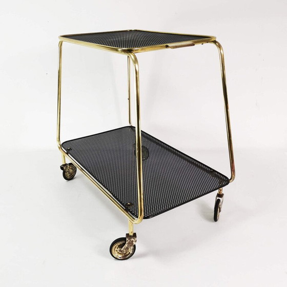 Image 1 of Bar mobile Vintage Art Deco en laiton et métal, Danemark 1950