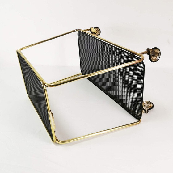 Image 1 of Bar mobile Vintage Art Deco en laiton et métal, Danemark 1950