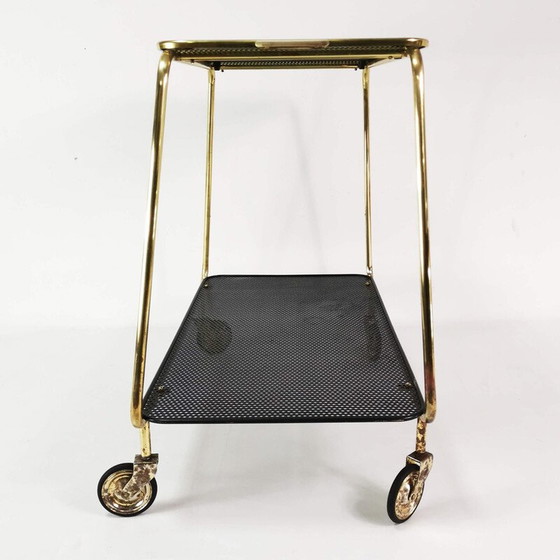 Image 1 of Bar mobile Vintage Art Deco en laiton et métal, Danemark 1950