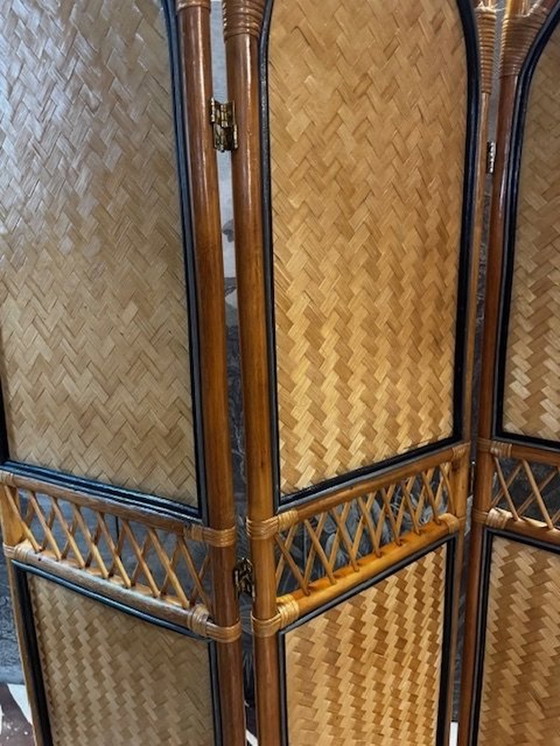 Image 1 of Séparateur de pièce vintage Canne Bambou Rotin Rotin