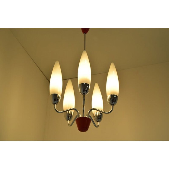 Image 1 of Lustre vintage en verre chromé de Napako, tchèque 1960