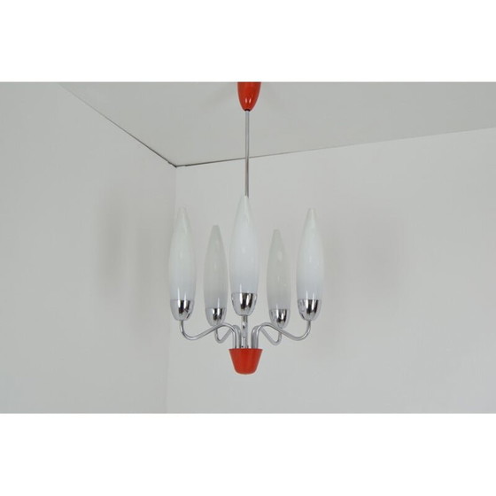 Image 1 of Lustre vintage en verre chromé de Napako, tchèque 1960
