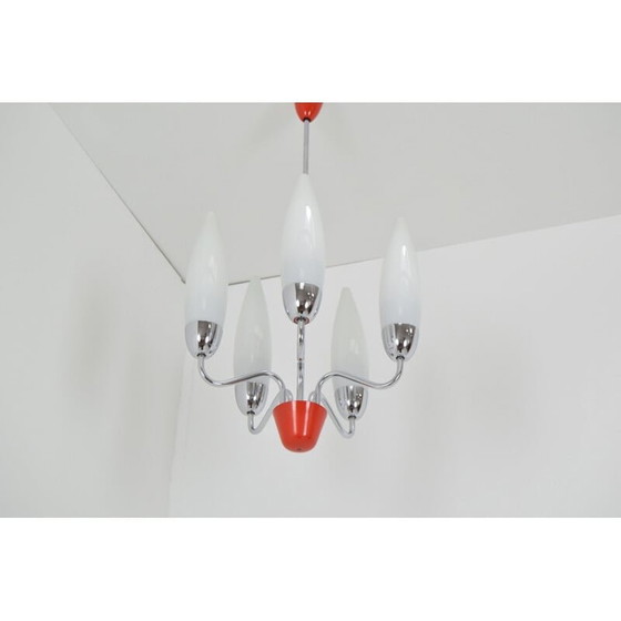 Image 1 of Lustre vintage en verre chromé de Napako, tchèque 1960